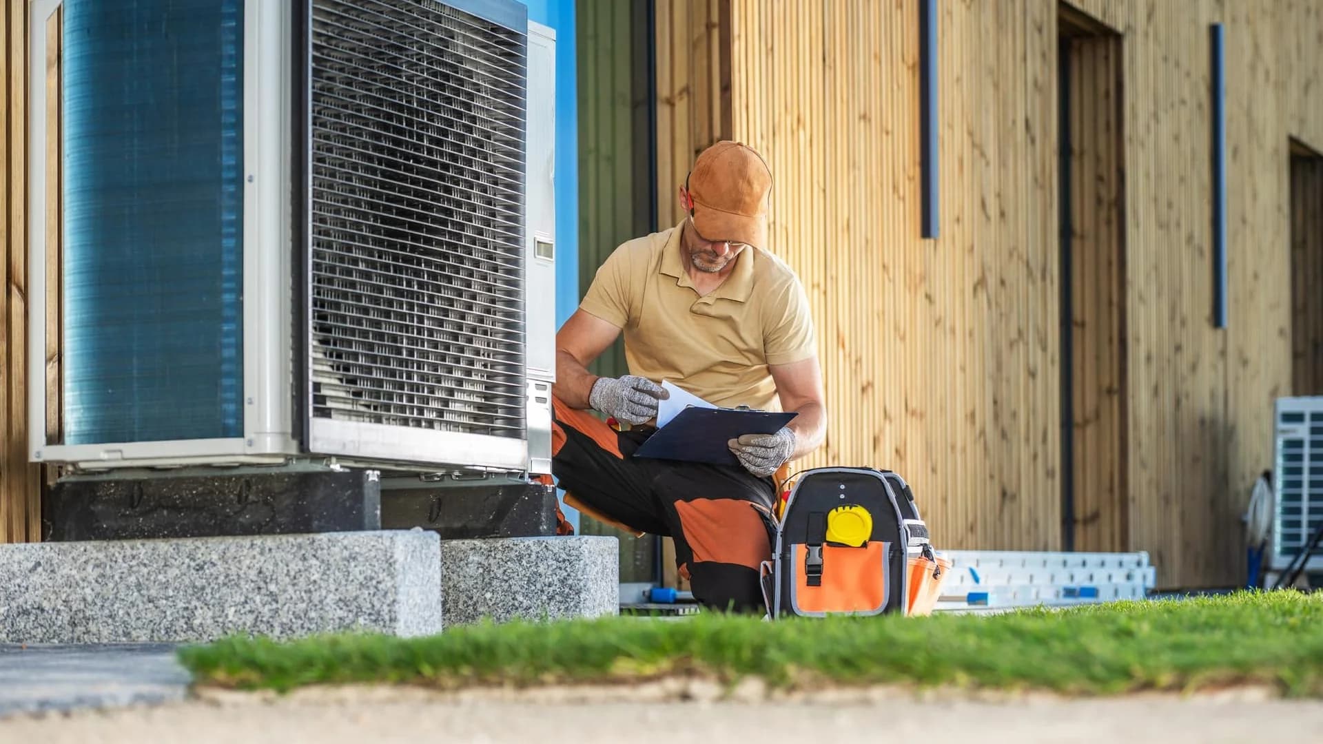 Air-to-water heat pump outdoor unit with RS485 Modbus interface for remote monitoring by an HVAC installer