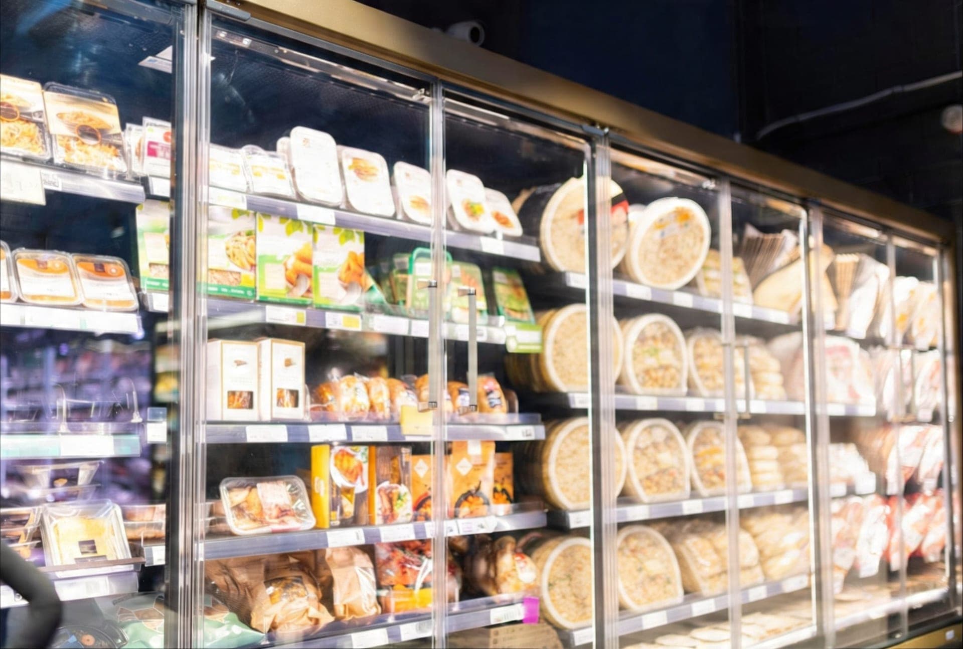 Koelrack met compressoren en Danfoss regelaar in een supermarkt